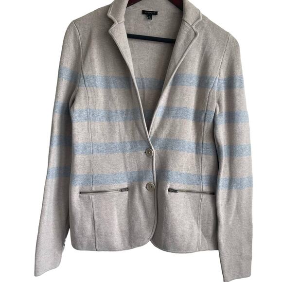 Talbots Women Knit Blazer Jacket S Stripe Shaket Coastal Preppy Old Money Office - Picture 1 of 6